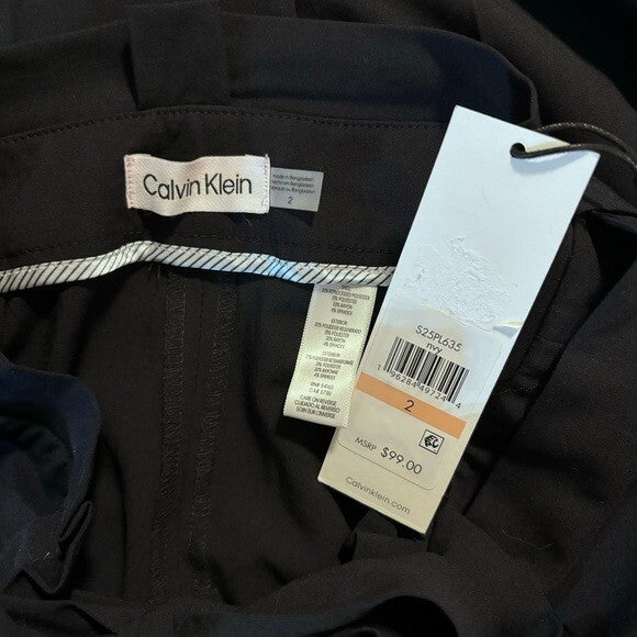 CALVIN KLEIN Women's High-Rise Tie-Waist Pants, Black NWT