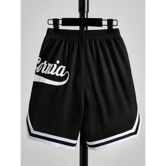 SHEIN Women's 1XL Plus Size Black Letter Print California Logo Summer Shorts NIB