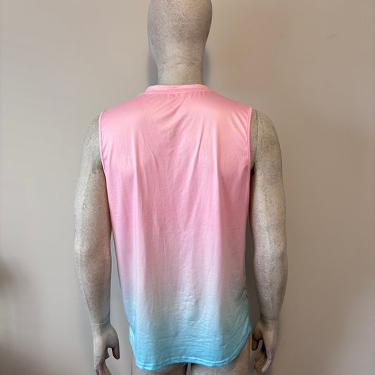 Shein Men's Size Medium Colorful Pink and Blue Tropical Tank Top NIB