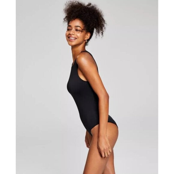 And Now This Plus Size 1X Black Sleeveless High Neck Bodysuit NWT