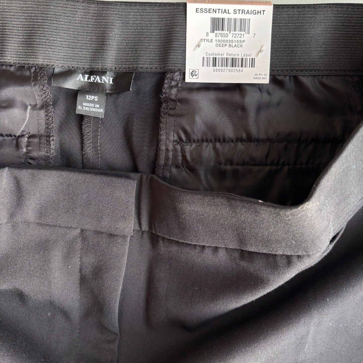 Alfani Petite Modern Straight-Leg Black Comfortable Dress Pants NWT