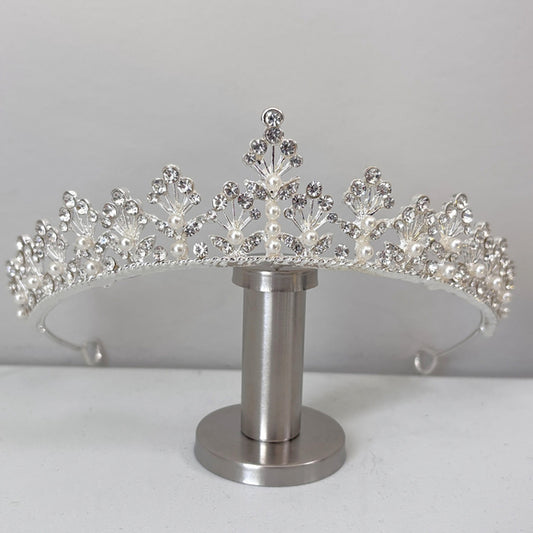 Small Floral Patterned with Pearls Crown /Tiara Bridal Accessory for Women NWT