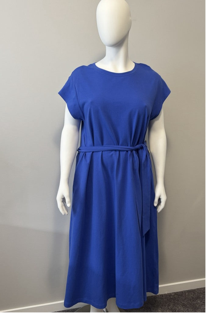 On 34th Plus Size 2X Cobalt Blue Tie-Waist A-Line Knit Midi Dress NWT