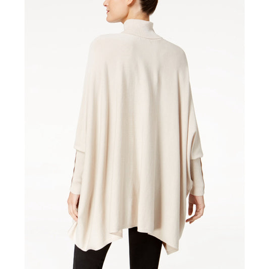 Alfani Women's Light Beige Turtleneck Poncho Sweater NWT