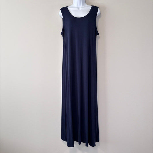 Style & Co. Petite Navy Blue Scoop-Neck Slit Knit Maxi Dress NWT