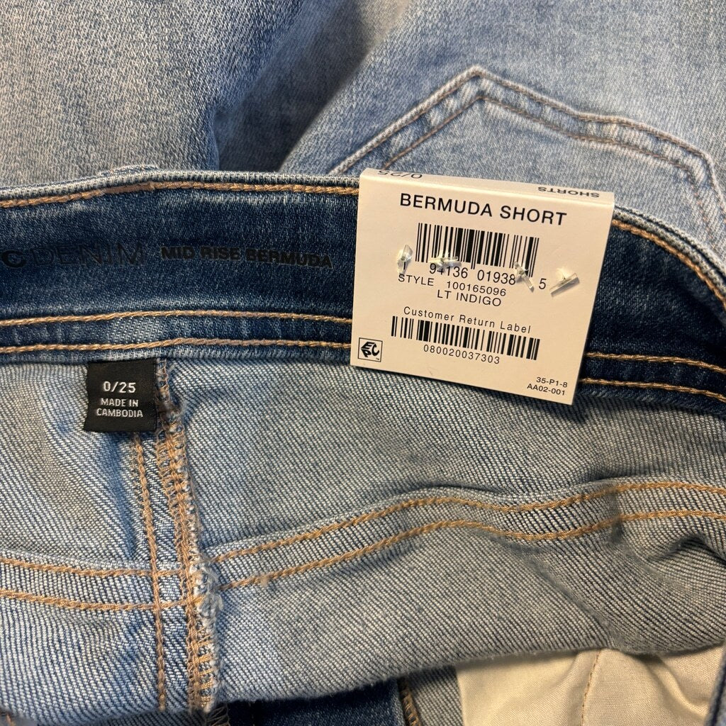 I.N.C. International Concepts Women's 0 Mid-Rise Light Denim Bermuda Shorts.