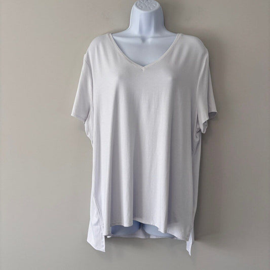 Alfani Women's Size XL White V-Neck Knit Short-Sleeve Relaxed-Fit T-Shirt NWT