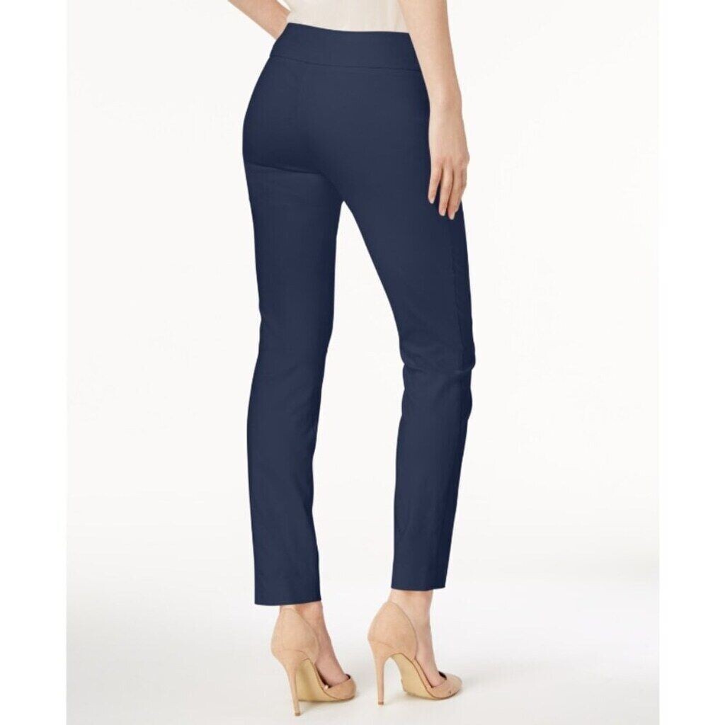 Alfani Petite Navy Blue Tummy-Control Pull-On Skinny Dress Pants NWT