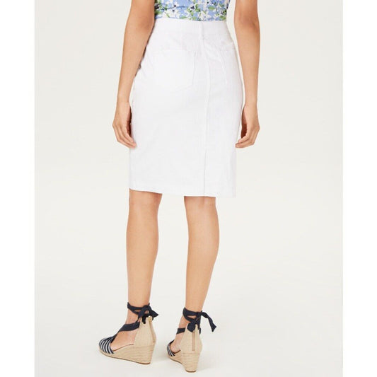 Charter Club Women's 10 White Denim Tummy Control Skirt NWT