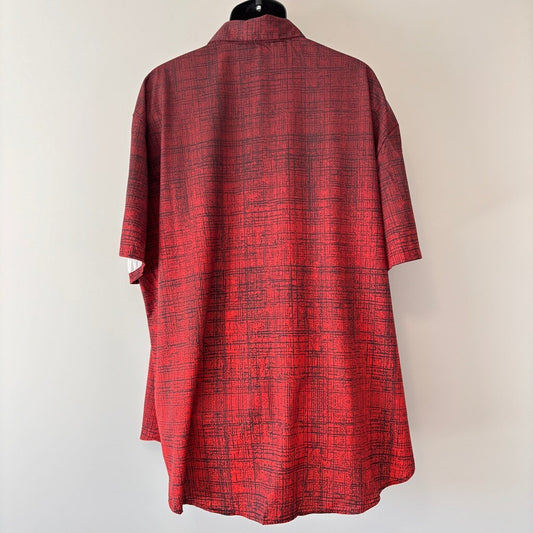 SHEIN Size 5XL Red Black Grid Pattern Button-Up Men's Short Sleeve Shirt NIB