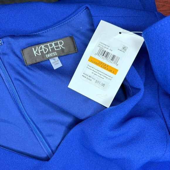 Kasper Women's Blue Flutter-Sleeve Sheath Dress NWT