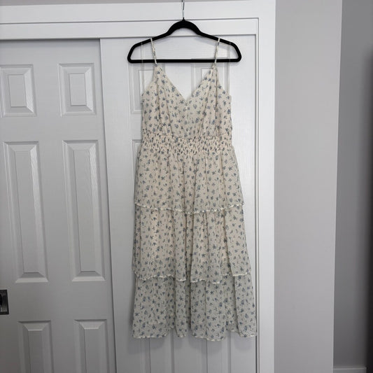 And Now This Women's Plus Size 1X Printed Smocked Chiffon Floral Print Dress NWT