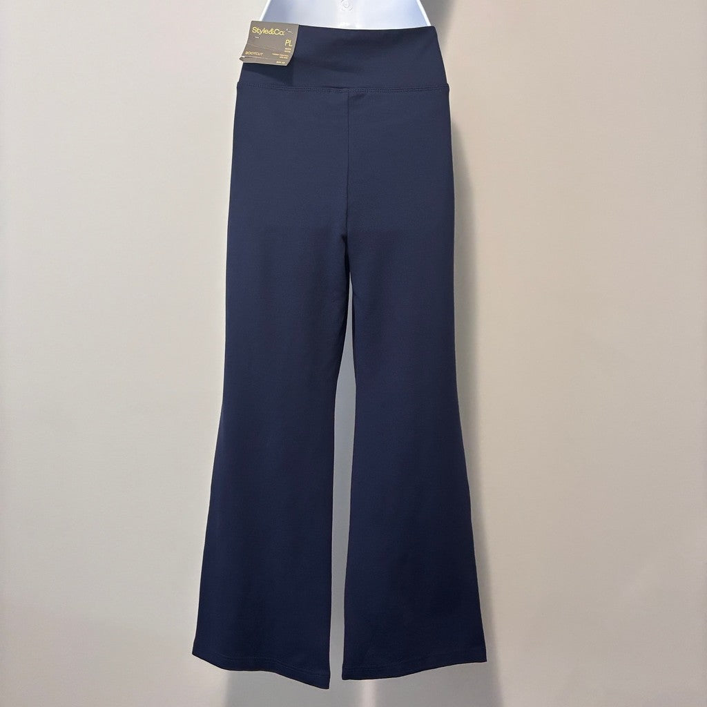 Style & Co. Women's Large Petite Navy Mid-Rise Pull-On Bootcut Ponte Pants NWT