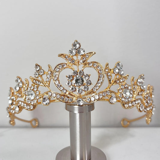 Gold Color with Crystal Rhinestone Diadem Crown / Tiara / Hair Accessory NWT