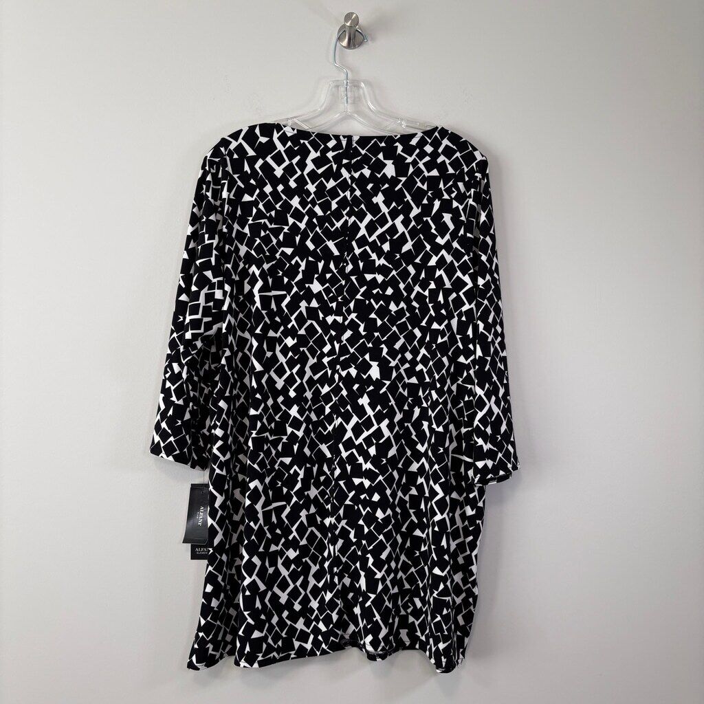 Alfani Plus Size Black & White Boat-Neck Tunic Top NWT