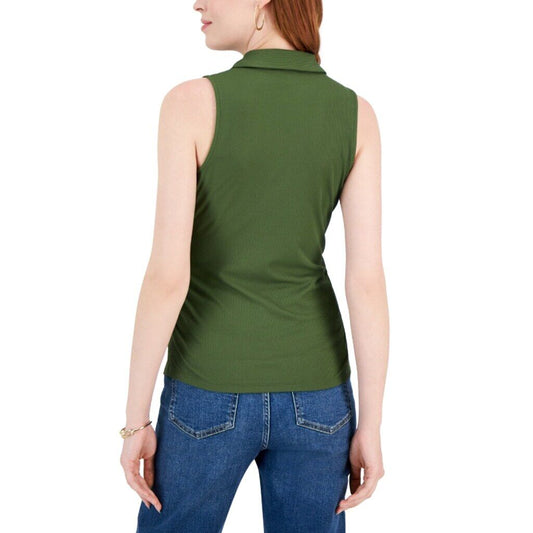 INC International Concepts Women's Medium Green Ribbed V-Neck Tank Top NWT
