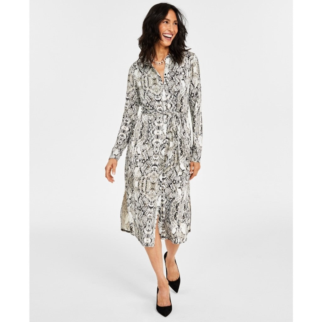 INC International Concepts Women's Snakeskin Printed Shirtdress NWT