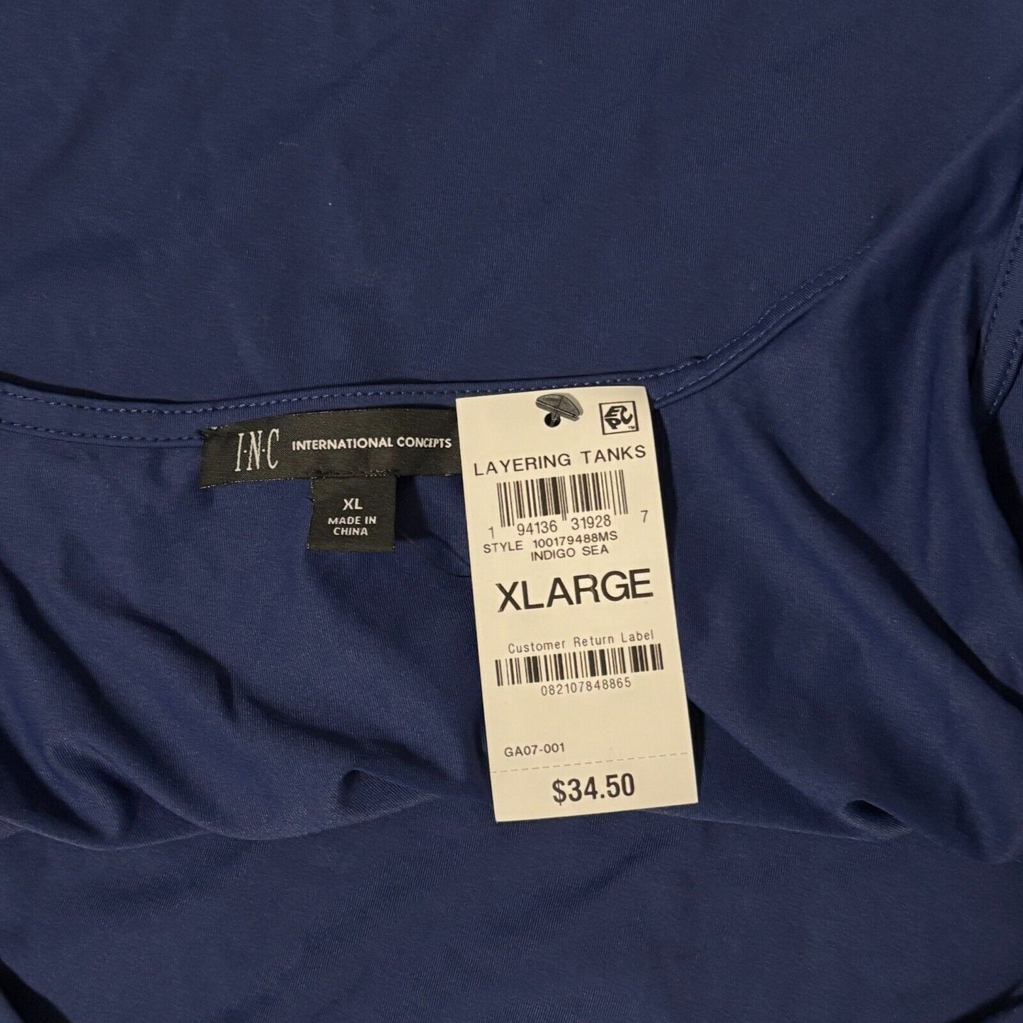 INC International Concepts Women's Navy Blue Square Neck Tank Top NWT