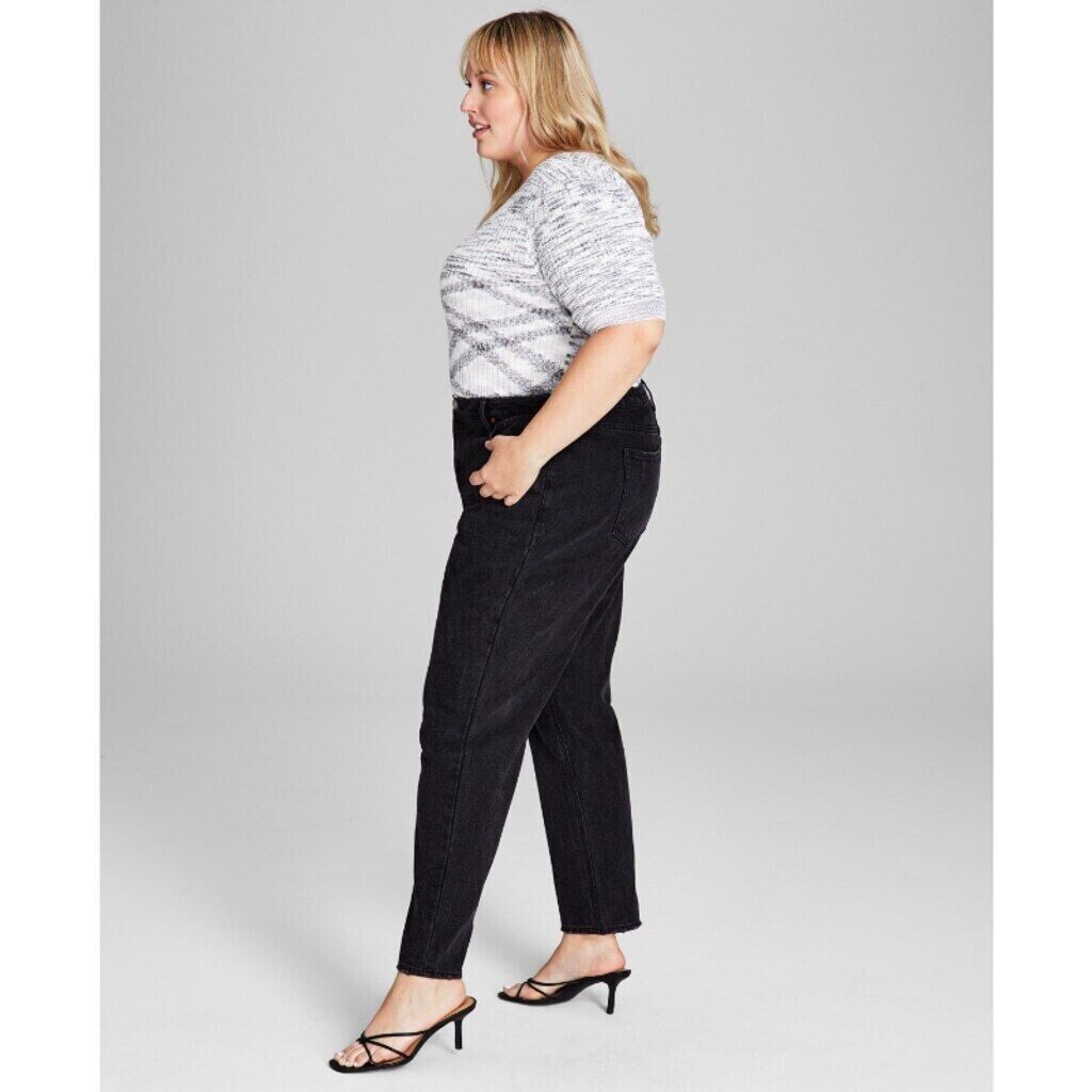 And Now This Plus Size Cotton High Rise Ripped Black Jeans NWT