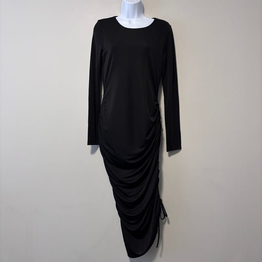 INC International Concepts Women's Medium Black Drawstring-Ruched Dress NWT
