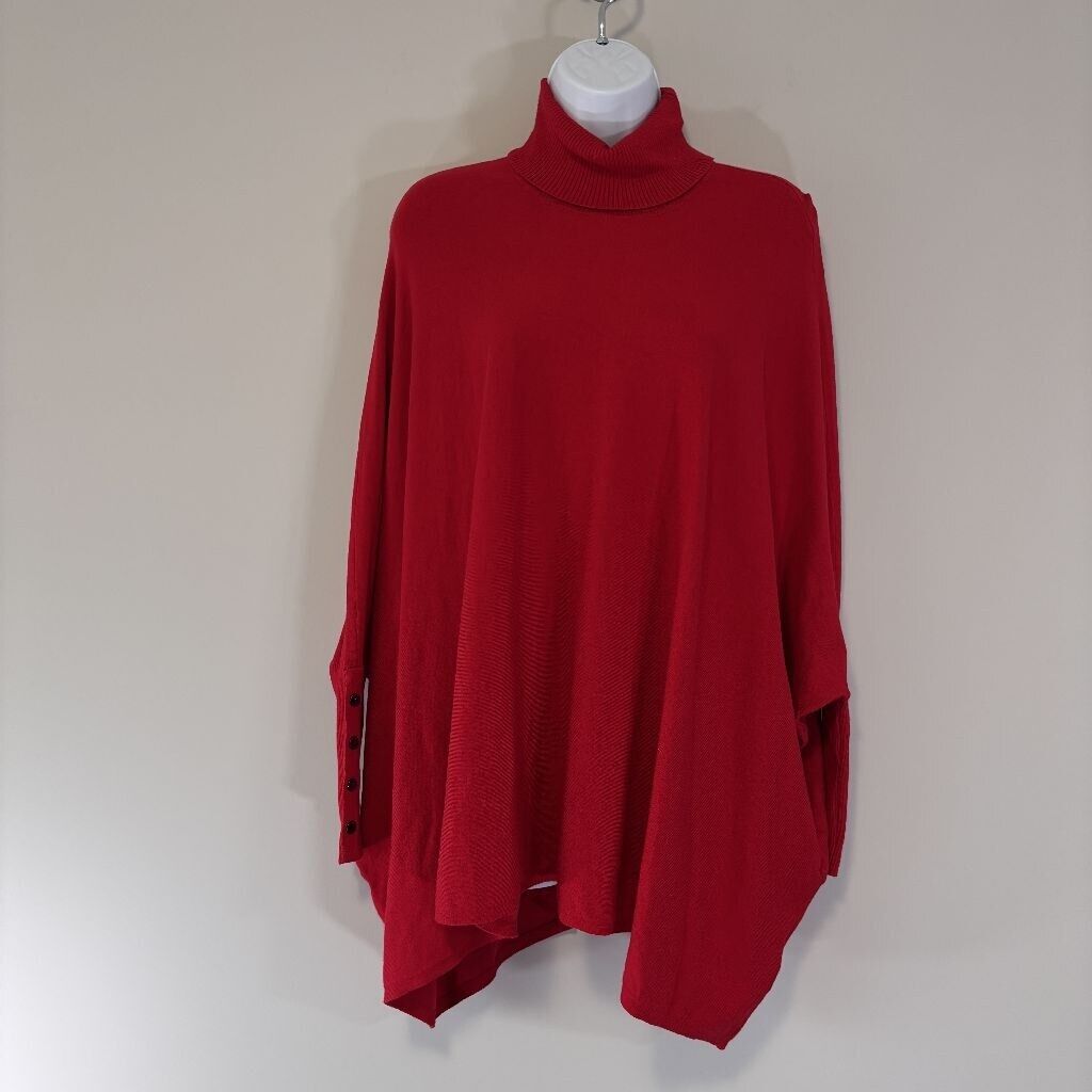 Alfani Women's Size Small Bright Red Turtleneck Poncho Sweater NWT