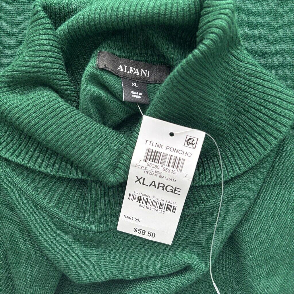 Alfani Women's Forest Green Turtleneck Poncho Sweater NWT