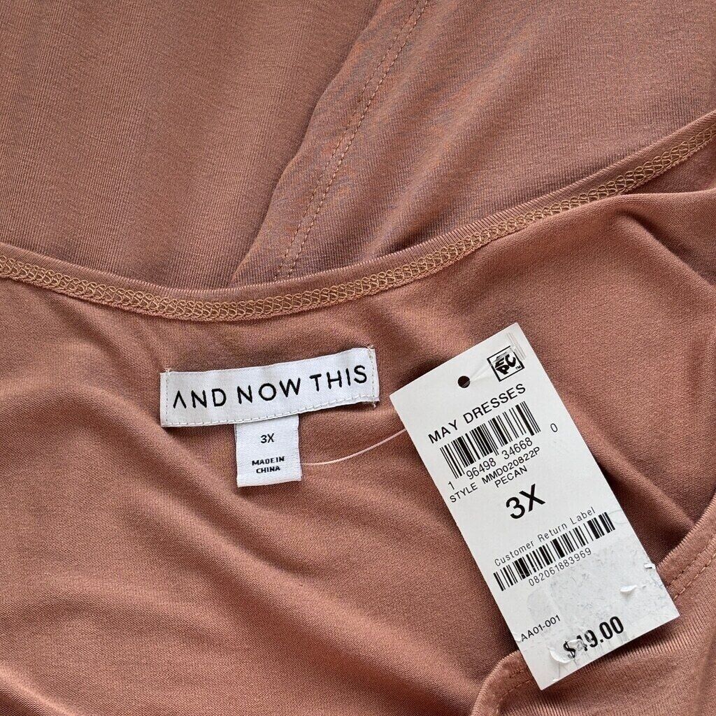 And Now This Plus Size Beige Side-Tie Midi Dress NWT