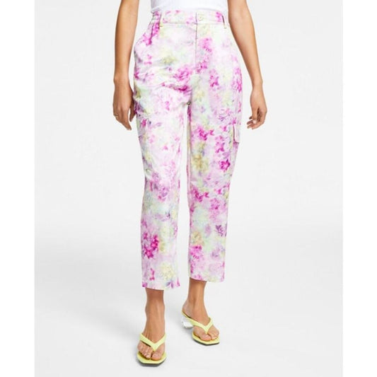 BAR III Women's Satin Floral Cargo Pants NWOT