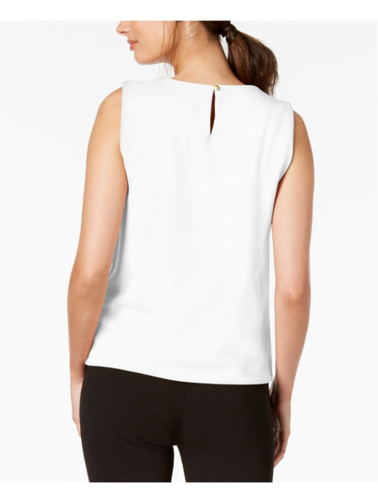 Calvin Klein Women's XL White Sleeveless Pleated Blouse w/ Gold Detail NWT