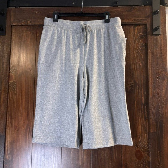 Karen Scott Skimmer Grey Drawstring Knit Stretchy Knee-Length Shorts NWT