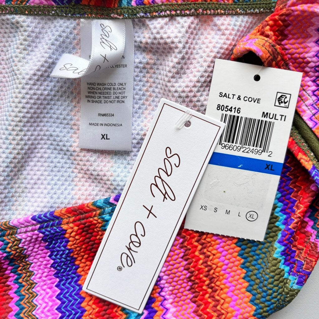 Salt + Cove Women's Size XL Multicolor Ziggy Pop Hipster Bikini Bottoms NWT