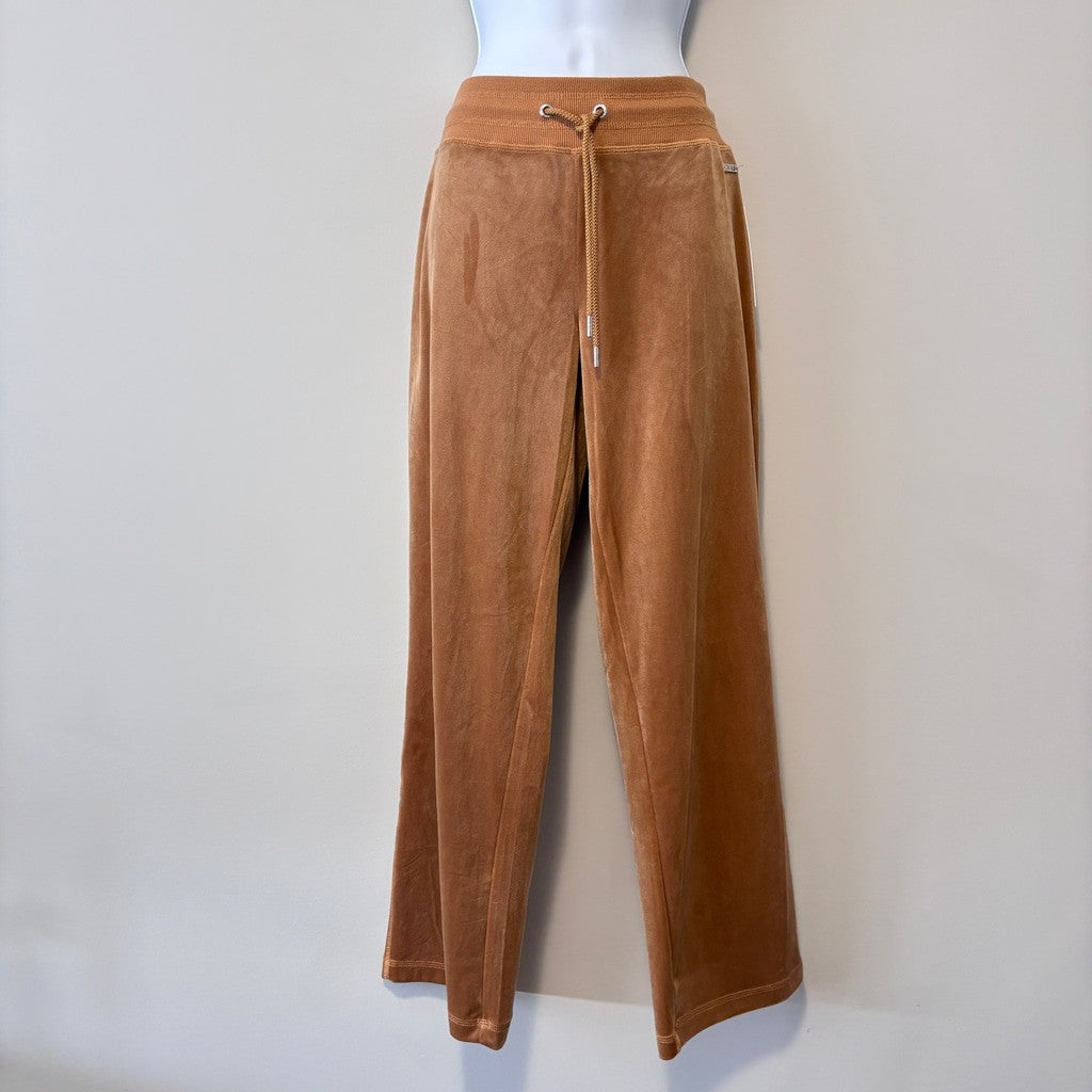 DKNY Jeans Women's Size Medium Petite Brown / Tan Pull-On Velour Pants NWT