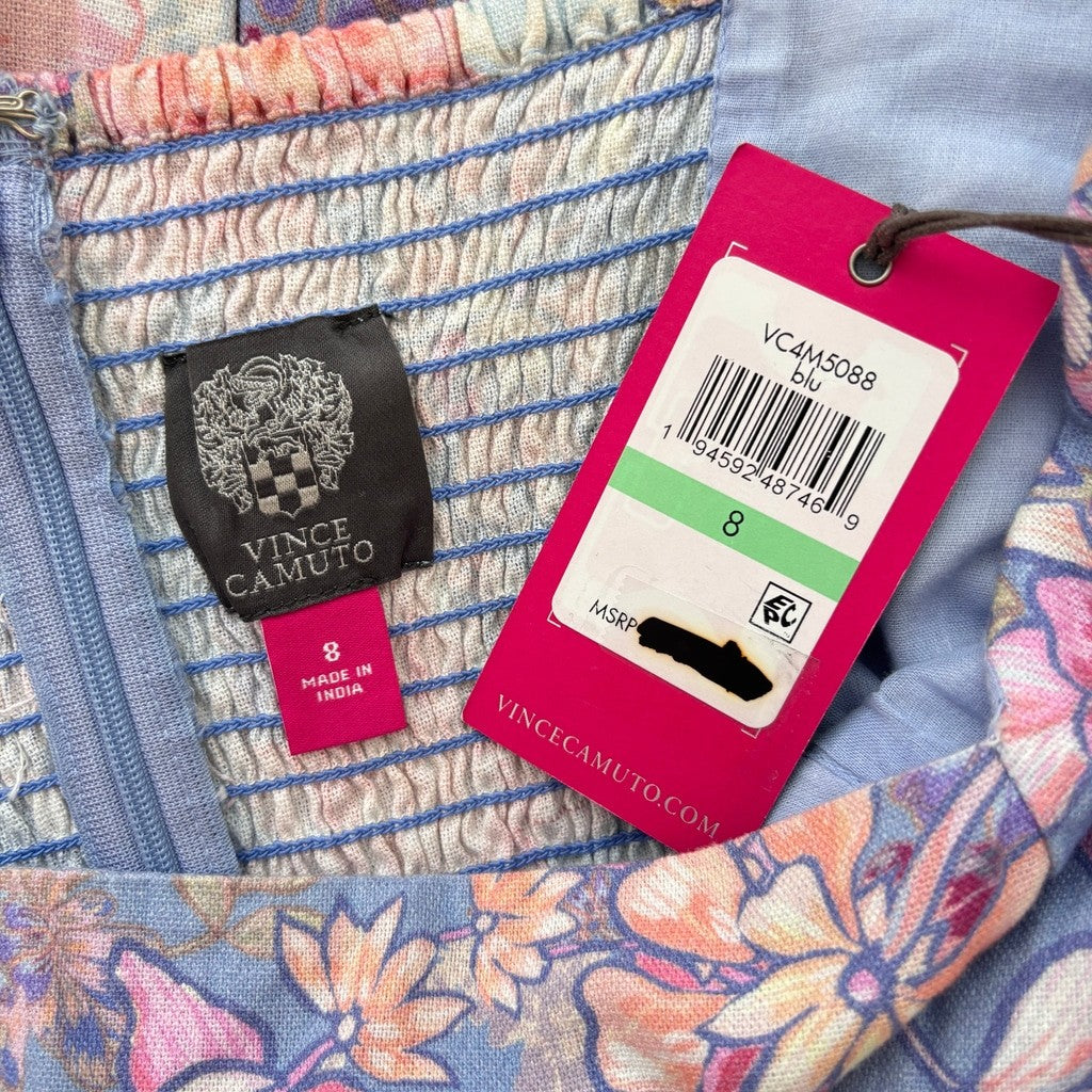 Vince Camuto Women's Size 8 Purple & Pink Floral Puff Sleeve Mini Dress NWT