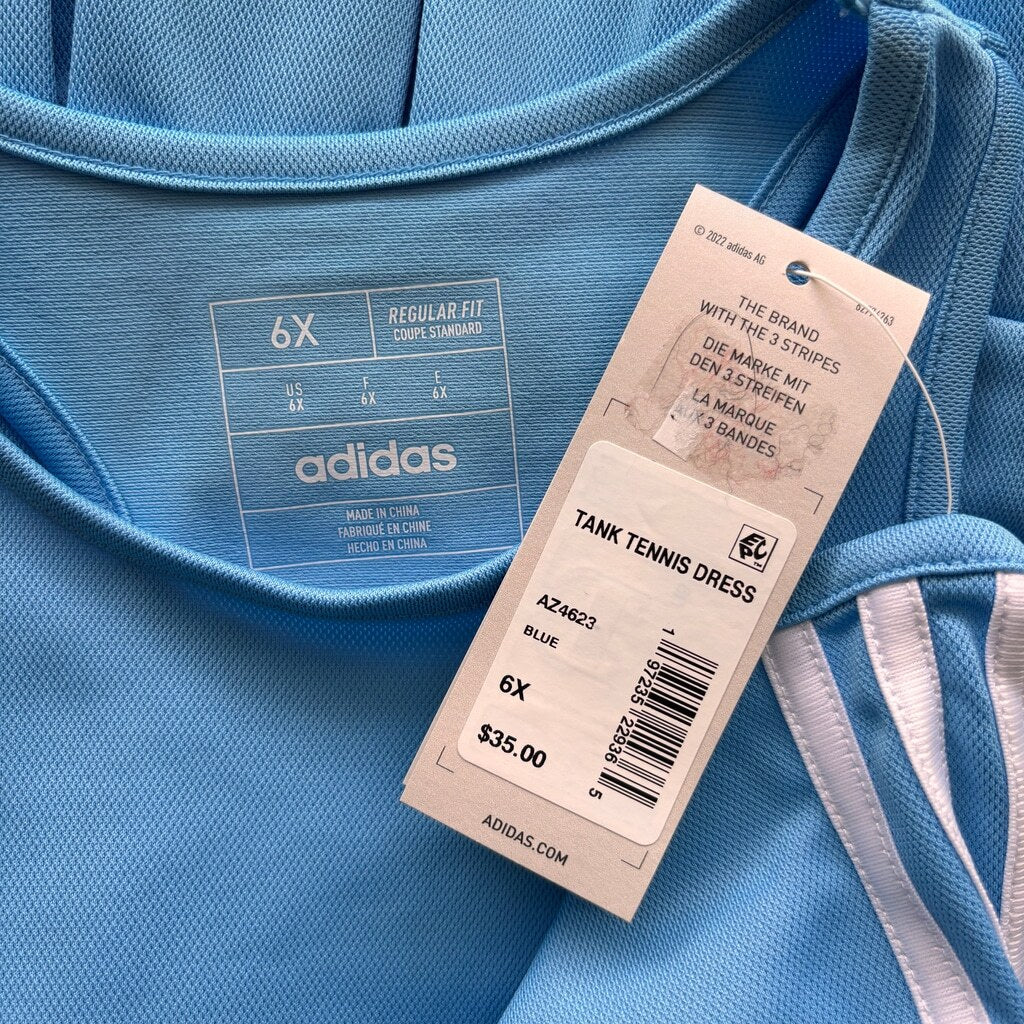 Adidas Toddler & Little Girls Size 6X Blue Sleeveless Tank Top Tennis Dress NWT