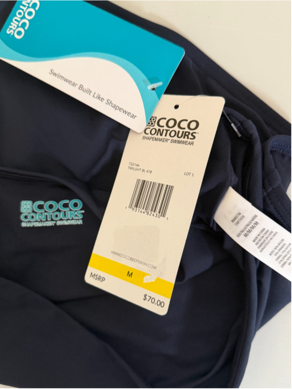 Coco Reef Women's Medium Navy Blue Contours High-Waist Bikini Bottoms NWT