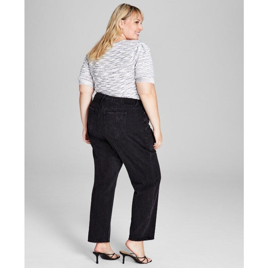 And Now This Plus Size Cotton High Rise Ripped Black Jeans NWT