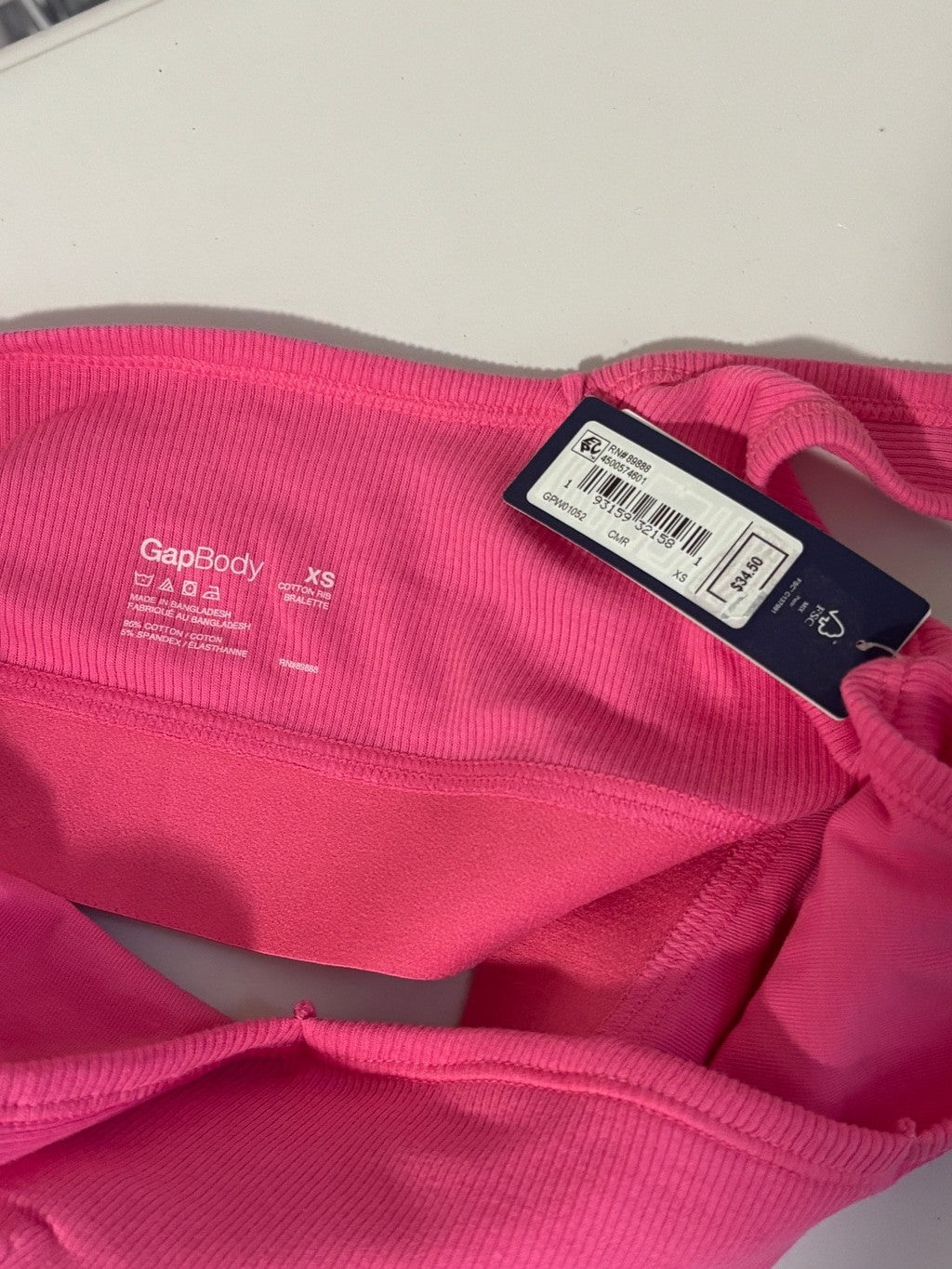 GAP GapBody Size Extra Small Pink Cotton Ribbed Comfort Bralette NWT