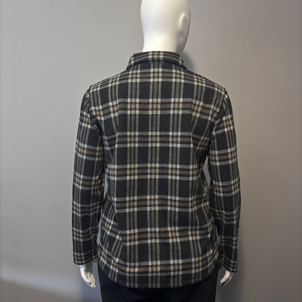 Tommy Hilfiger Women's Large Collared Dark Hillside Plaid Shirt Jacket NWT