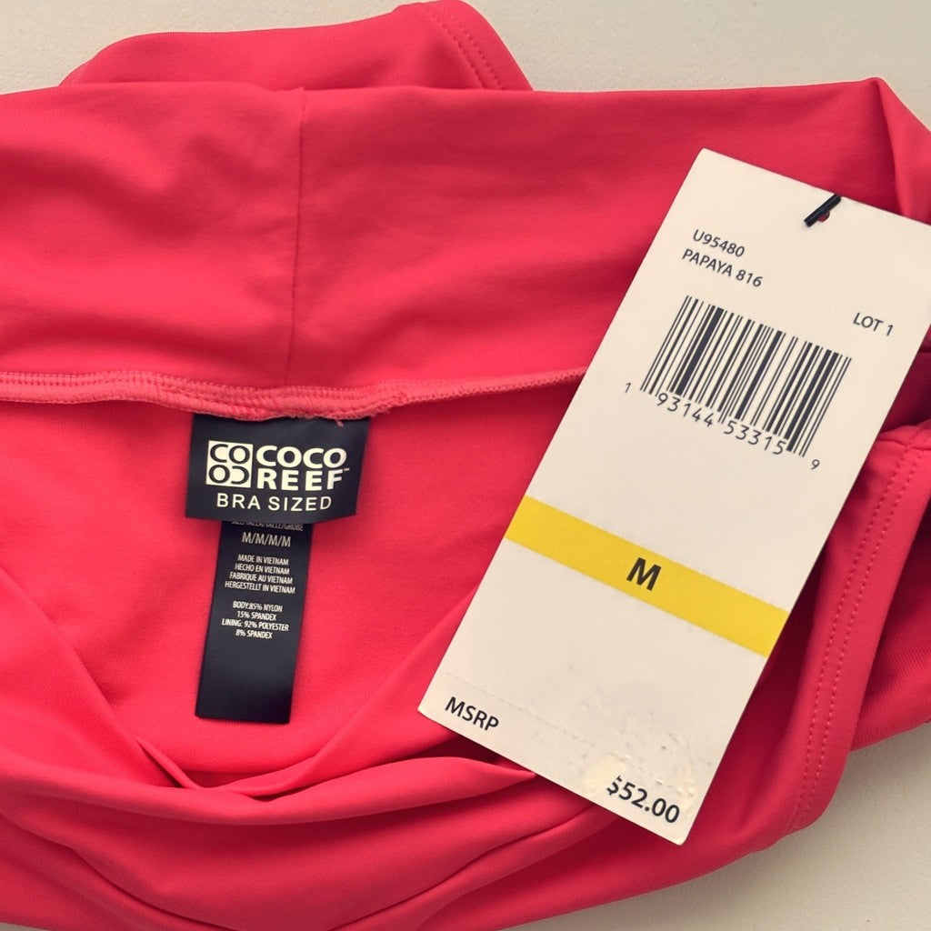 Coco Reef Women's Medium Coral Pink Solid Crossover Bikini Bottoms Swimwear NWT