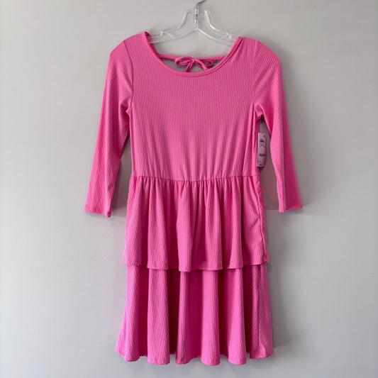 Epic Threads Big Girls Size Large Pink Ribbed-Knit Tiered Ruffled Dress NWT