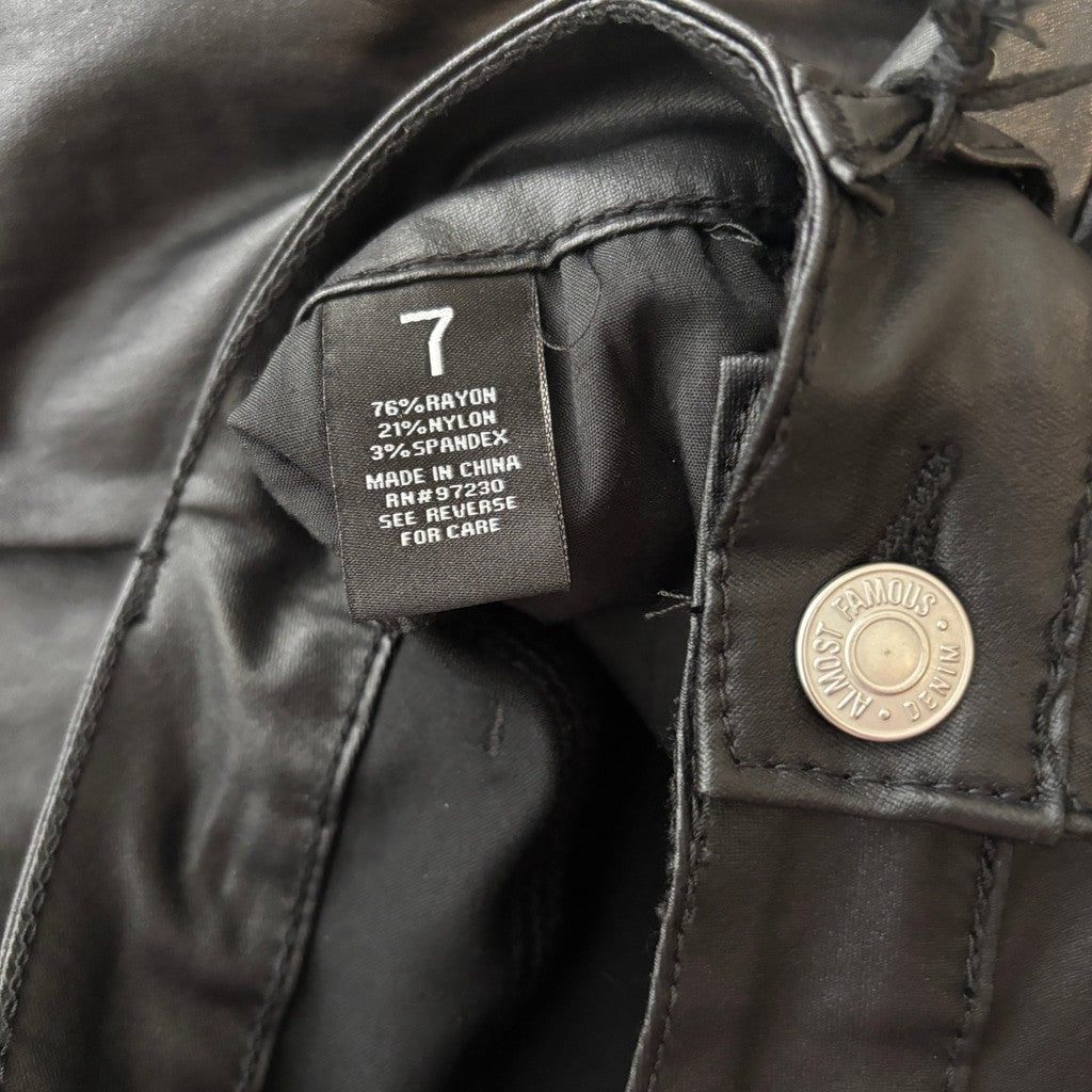 Almost Famous Size 7 Crave Fame 90s Faux-Leather Wide-Leg Jeans NWT