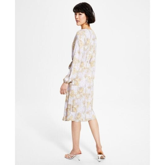 Tinsel Petite Large Midi Snake Print Long Sleeve Wrap Dress NWT