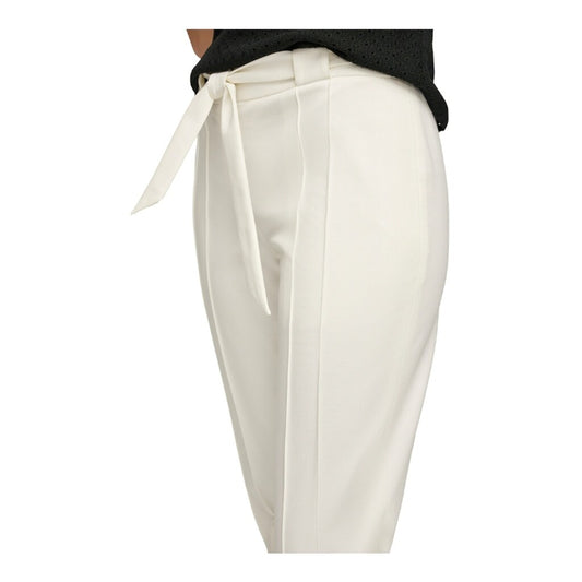 Donna Karan Women's Size 2 White Belted Seamed Slim Straight Trousers NWT