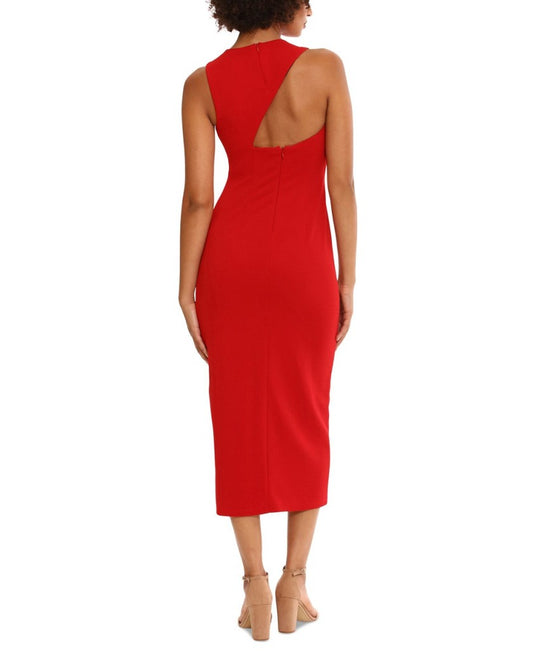 Donna Morgan Size 10 Red Side-Slit Cutout Midi Formal Party Dress NWT