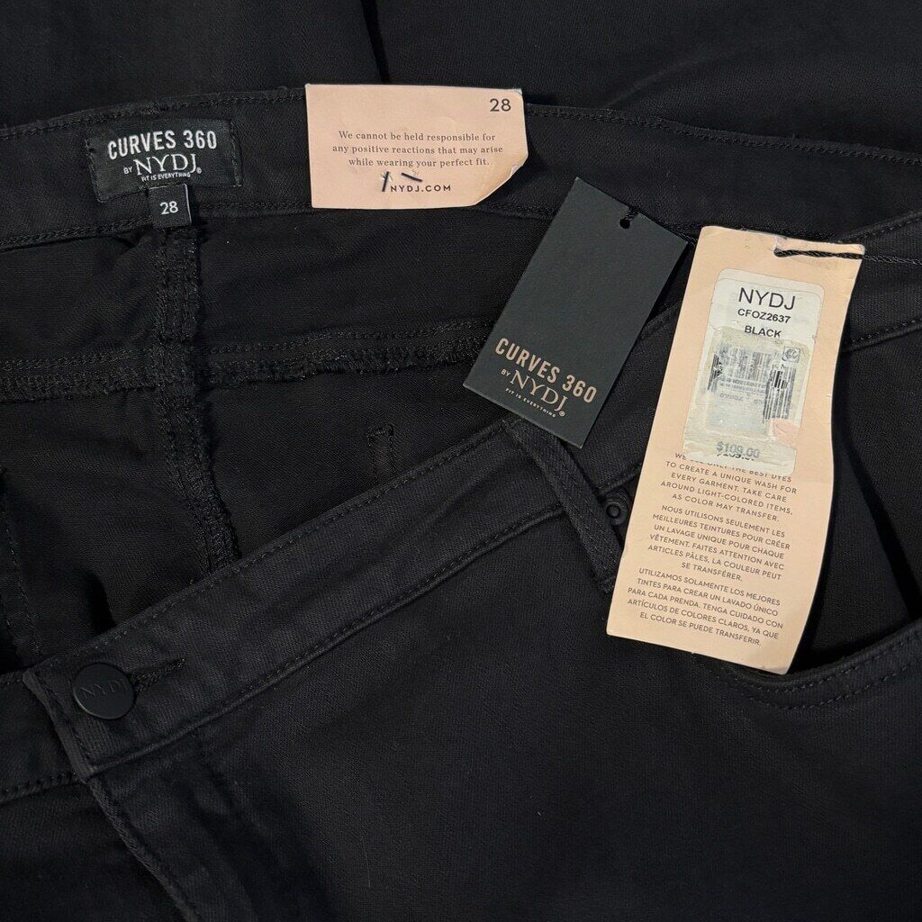 Curves 360 NYDJ Women's Plus Size 28 Black Straight Ankle Stretchy Jeans WT