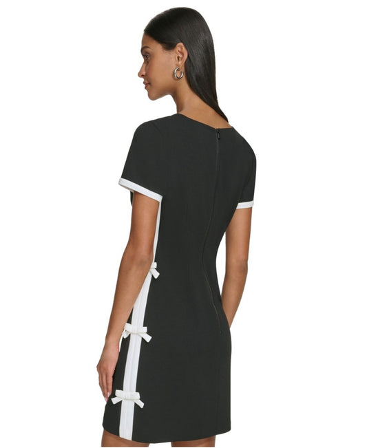 Karl Lagerfeld Paris Size 12 Black & White Bow Trim Crepe Shift Dress NWT