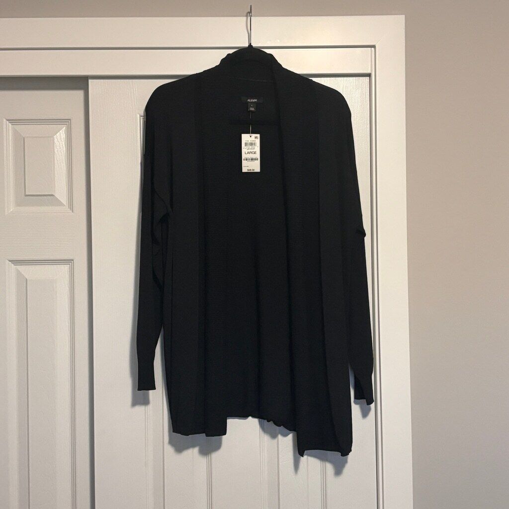 Alfani Women's Large Black Open Front Cardigan / Sweater NWT