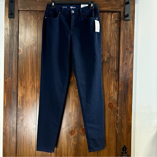Style & Co Women's Size 4 Long Dark Blue Curvy-Fit Mid-Rise Skinny Jeans NWT