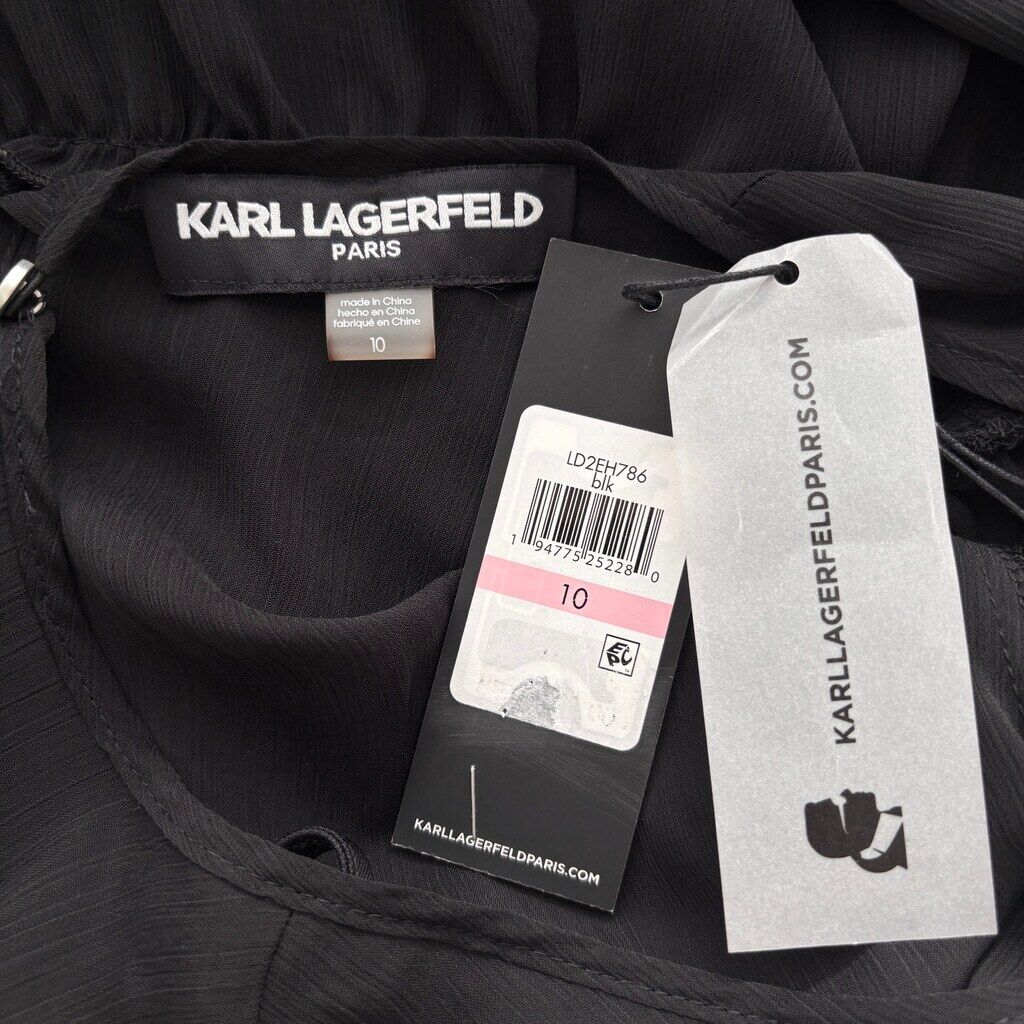 Karl Lagerfeld Paris Women's Crinkle Chiffon Dress NWT