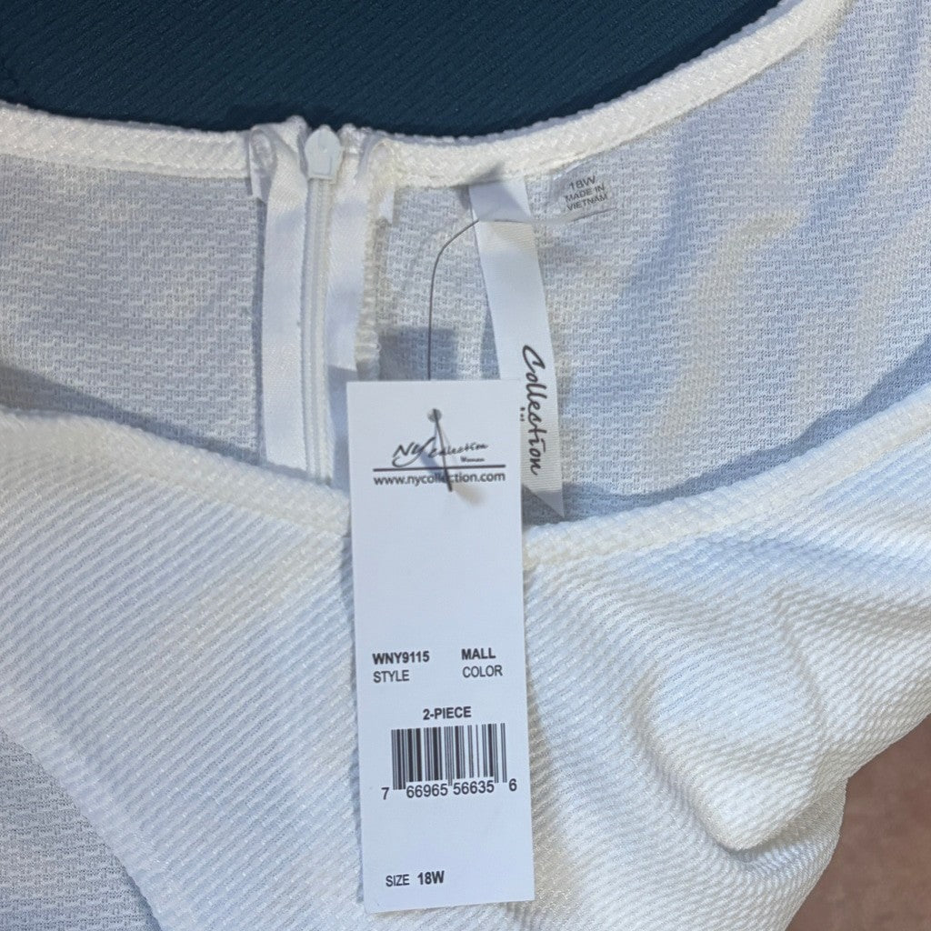 NY Collection Plus Size 18W Sleeveless Colourblock White & Blue Dress NWT